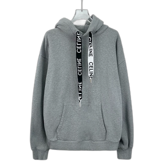 Celine Gray Cotton Logo Hoodie Sweatshirt