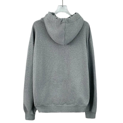 Celine Gray Cotton Logo Hoodie Sweatshirt