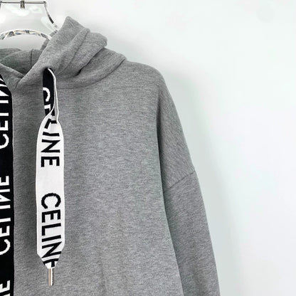 Celine Gray Cotton Logo Hoodie Sweatshirt