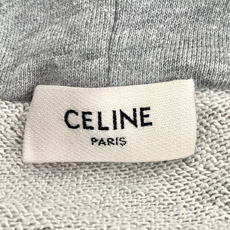 Celine Gray Cotton Logo Hoodie Sweatshirt