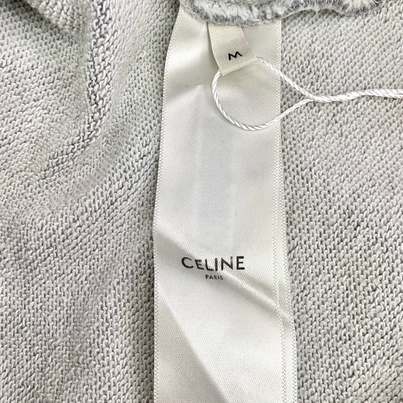 Celine Gray Cotton Logo Hoodie Sweatshirt