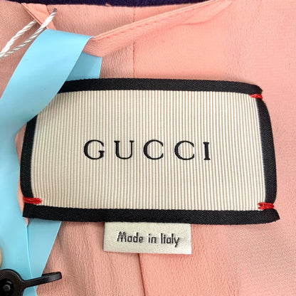 Gucci Navy Wool Coat with Red Trim