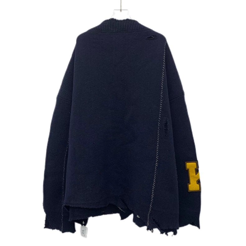 Raf Simons Dark Blue V-Neck Knit Sweater