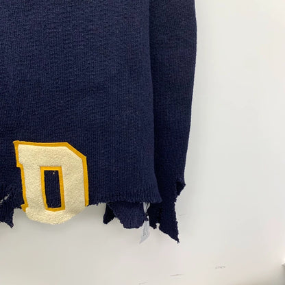 Raf Simons Dark Blue V-Neck Knit Sweater