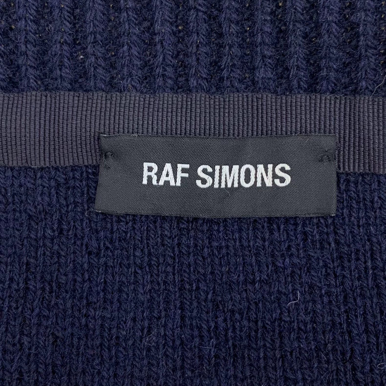 Raf Simons Dark Blue V-Neck Knit Sweater