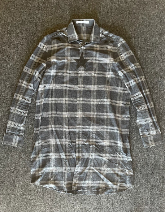 Givenchy Long Gray Plaid Shirt-yf
