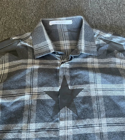 Givenchy Long Gray Plaid Shirt-yf