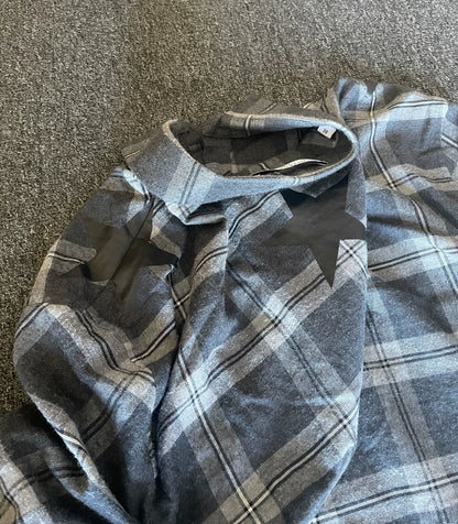Givenchy Long Gray Plaid Shirt-yf