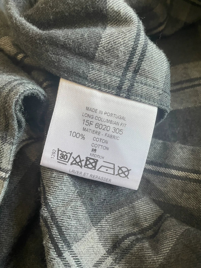 Givenchy Long Gray Plaid Shirt-yf