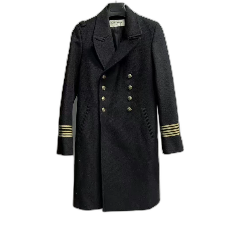 Black Double-Breasted Saint Laurent Coat