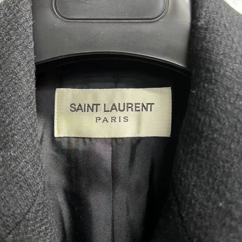 Black Double-Breasted Saint Laurent Coat