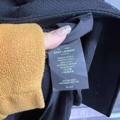 Black Double-Breasted Saint Laurent Coat