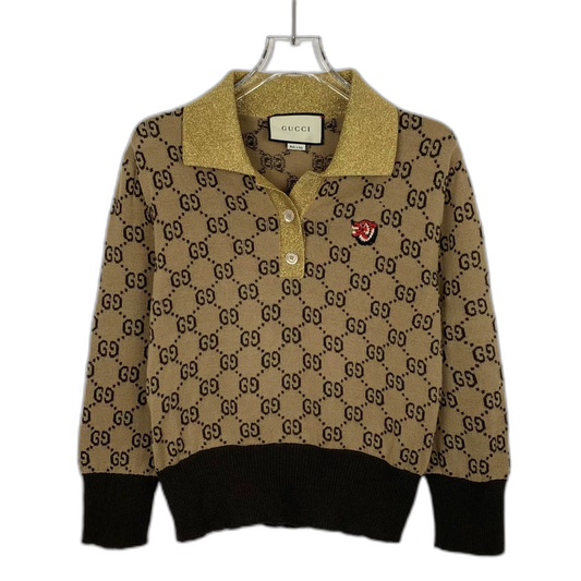Gucci Brown Logo Knit Long Sleeve Sweater