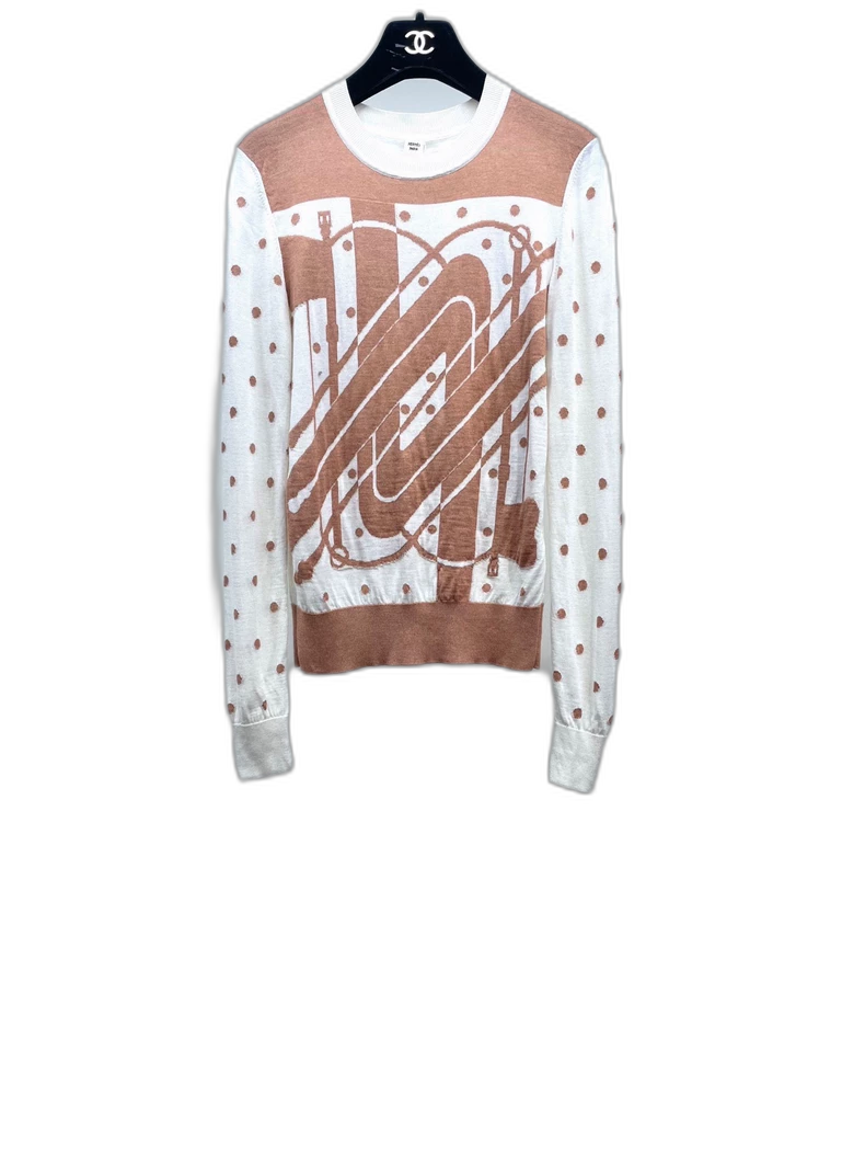 Hermes Color Dot Knit Pullover Sweater