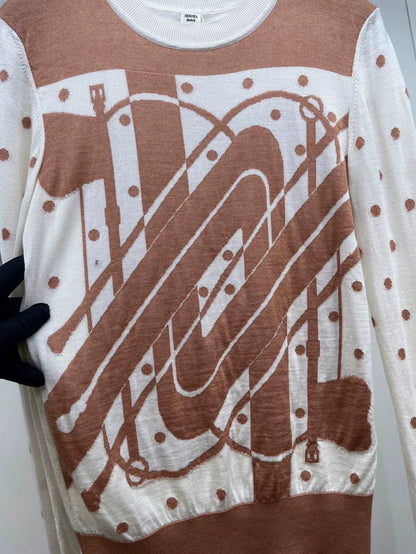 Hermes Color Dot Knit Pullover Sweater
