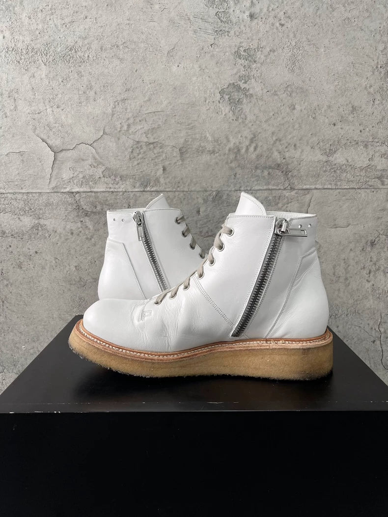 Rick Owens White Martin Boots for Men-yf