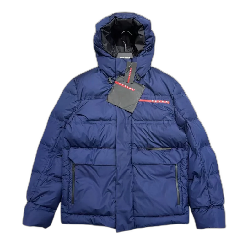 High-end Navy Down Jacket by Prada-zp