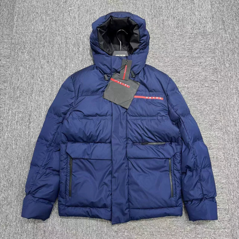 High-end Navy Down Jacket by Prada-zp