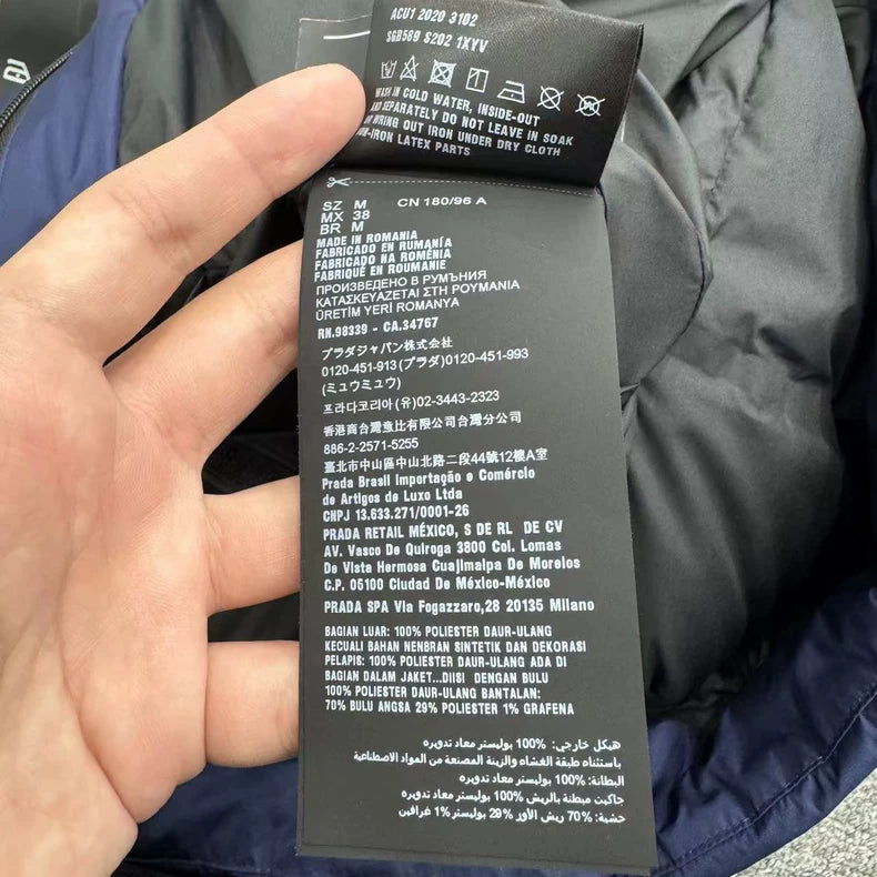 High-end Navy Down Jacket by Prada-zp