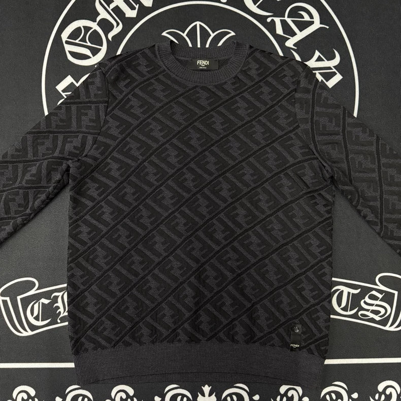 Fendi Double F Print Black Knit Sweater-yf