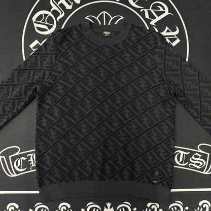 Fendi Double F Print Black Knit Sweater-yf