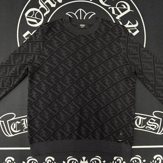 Fendi Double F Print Black Knit Sweater-yf