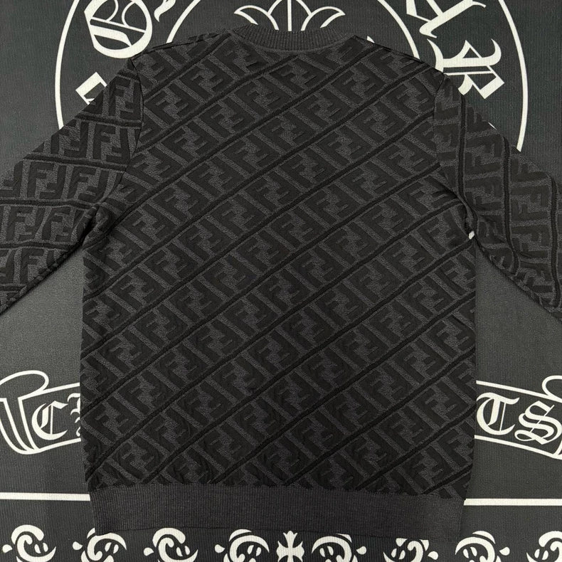 Fendi Double F Print Black Knit Sweater-yf