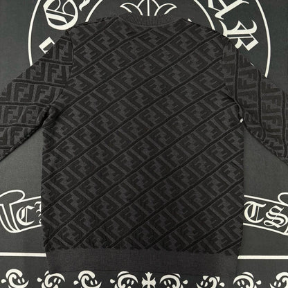 Fendi Double F Print Black Knit Sweater-yf