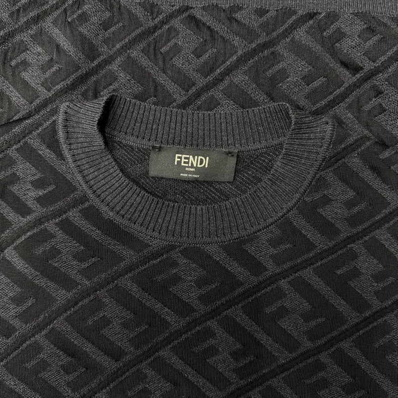 Fendi Double F Print Black Knit Sweater-yf