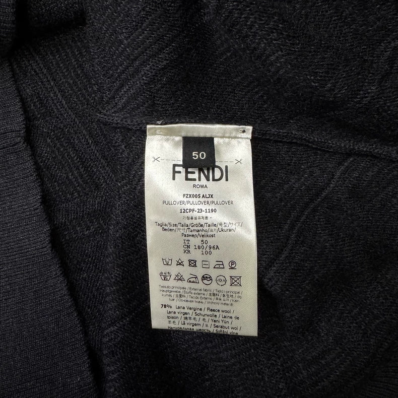 Fendi Double F Print Black Knit Sweater-yf