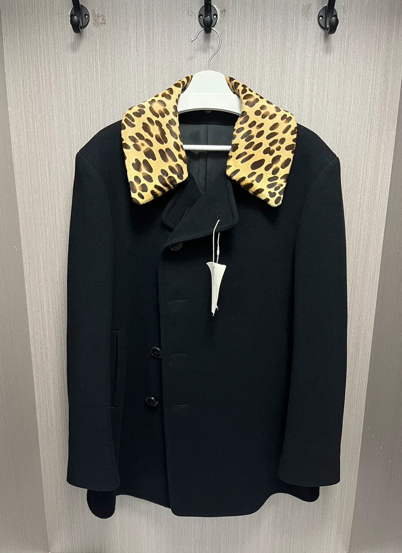 Yohji Yamamoto 2002aw Detachable Leopard Collar Jacket