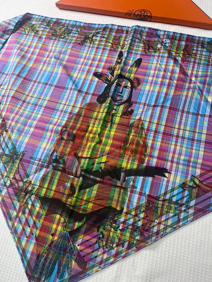 Hermes Indian Character Triangular Scarf