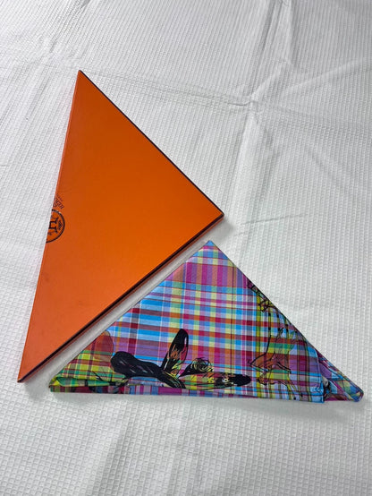 Hermes Indian Character Triangular Scarf