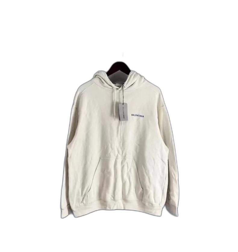 Balenciaga Logo Hoodie in Off-White