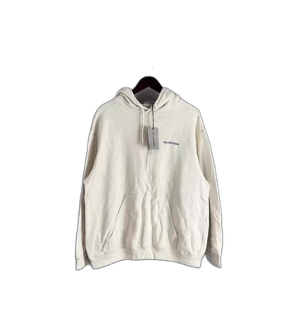Balenciaga Logo Hoodie in Off-White