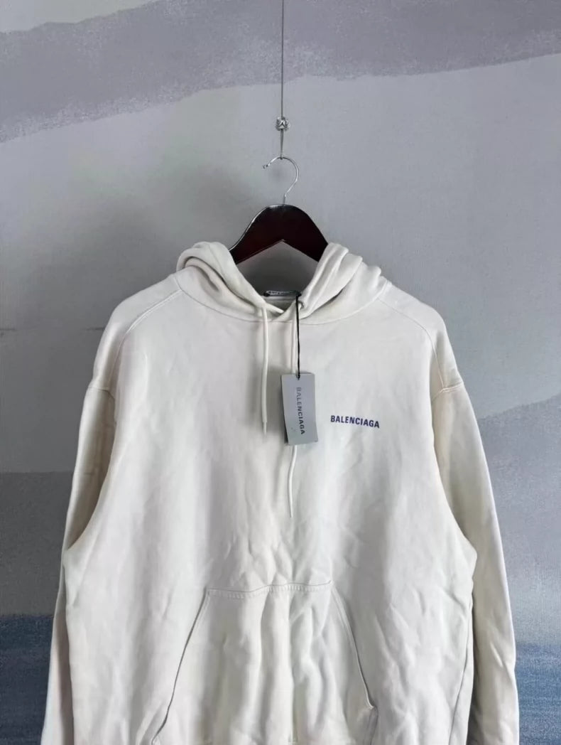Balenciaga Logo Hoodie in Off-White