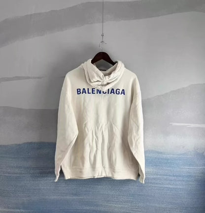 Balenciaga Logo Hoodie in Off-White