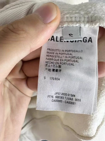 Balenciaga Logo Hoodie in Off-White
