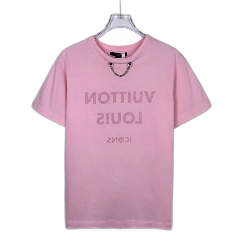 Pink Louis Vuitton Logo Cotton T-Shirt