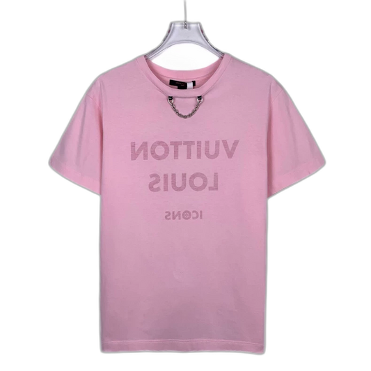Pink Louis Vuitton Logo Cotton T-Shirt