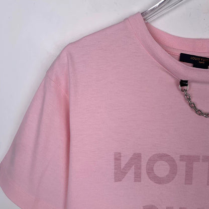 Pink Louis Vuitton Logo Cotton T-Shirt