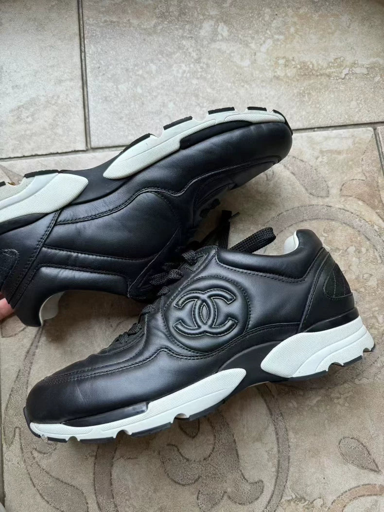 Chanel 23K Black Leather Sneakers-yf