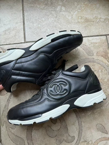 Chanel 23K Black Leather Sneakers-yf