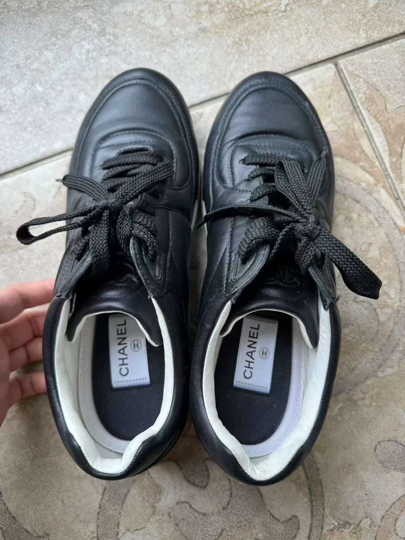 Chanel 23K Black Leather Sneakers-yf