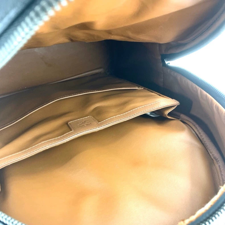 MCM Logo Print Leather Backpack Black