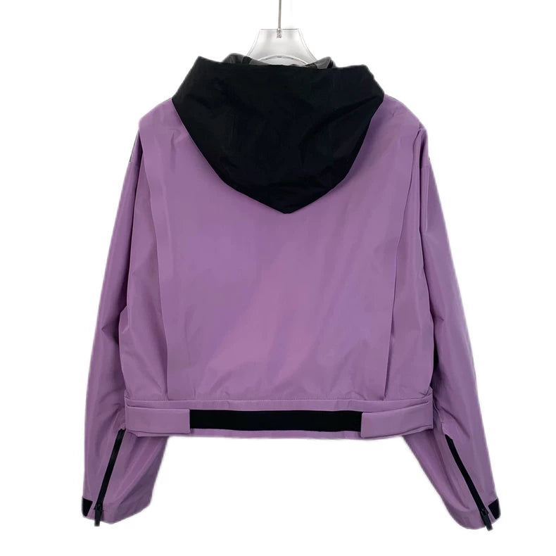 Prada Purple Logo Hooded Jacket L Size