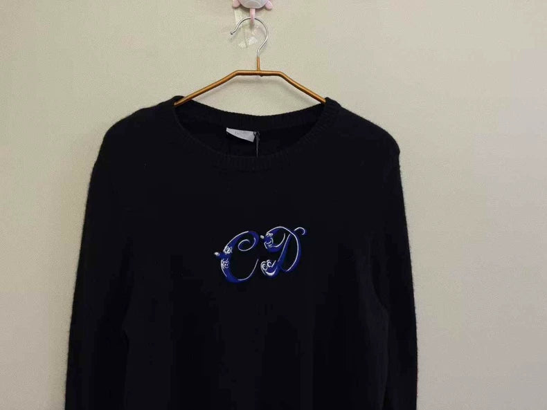 Dior Kenny Scharf Black Logo Cashmere Sweater
