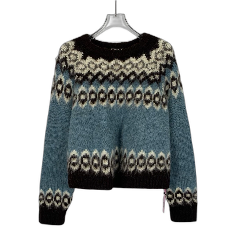 Celine Colorful Wool Knitted Long Sleeve Sweater