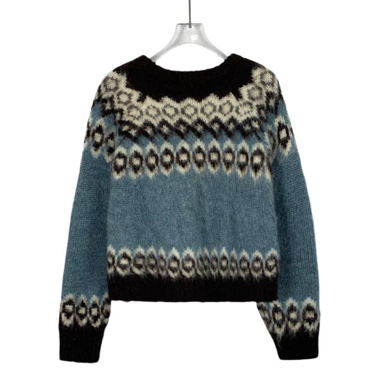 Celine Colorful Wool Knitted Long Sleeve Sweater