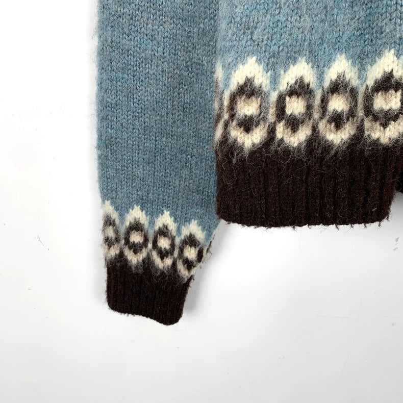 Celine Colorful Wool Knitted Long Sleeve Sweater